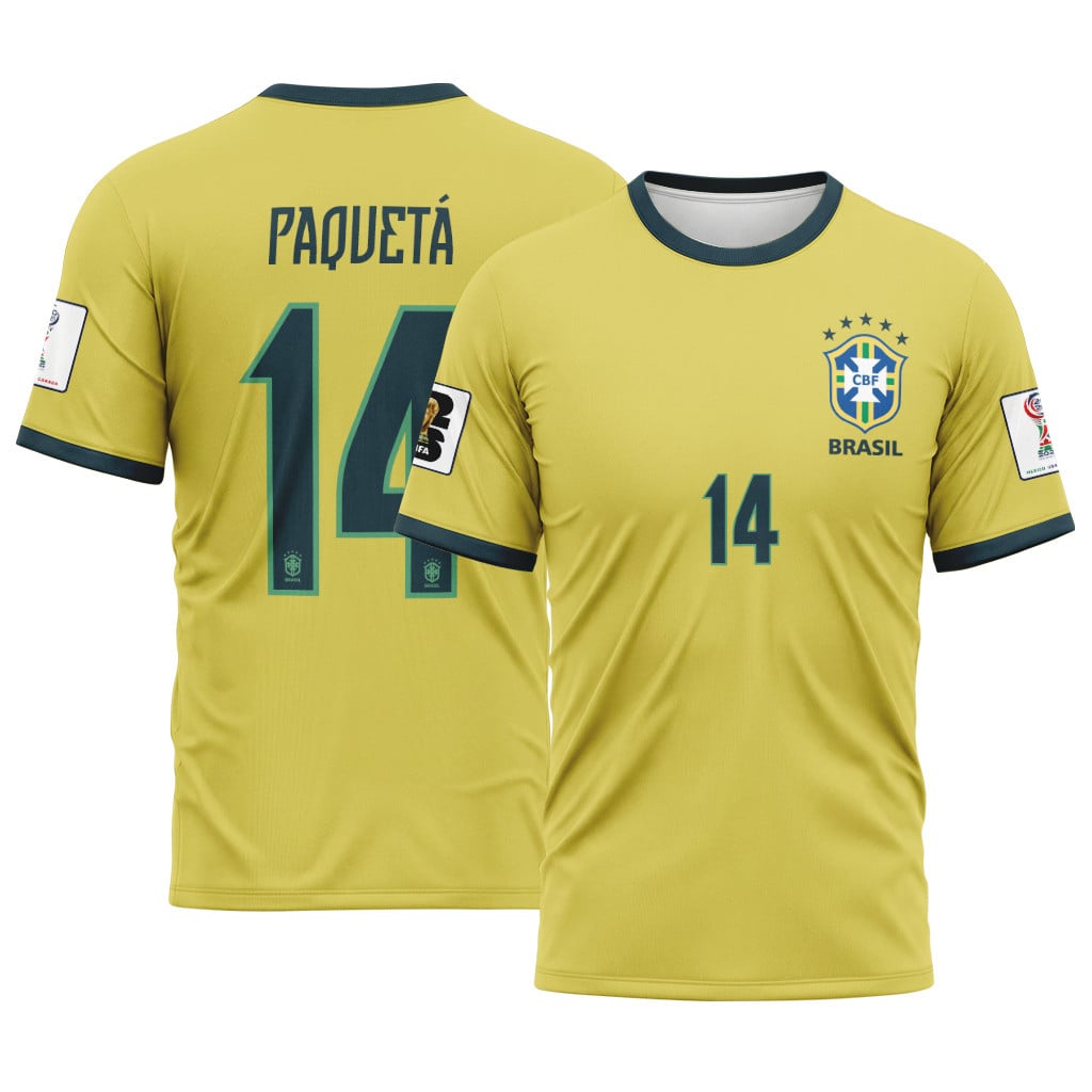 Paquet? 14 2026 World Cup Brazil Home AOP T-Shirt Paquet? 14 2026 World Cup Brazil Home AOP T-Shirt