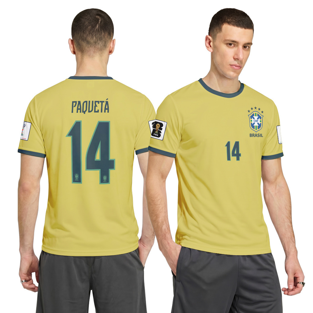 Paquet? 14 2026 World Cup Brazil Home AOP T-Shirt Paquet? 14 2026 World Cup Brazil Home AOP T-Shirt