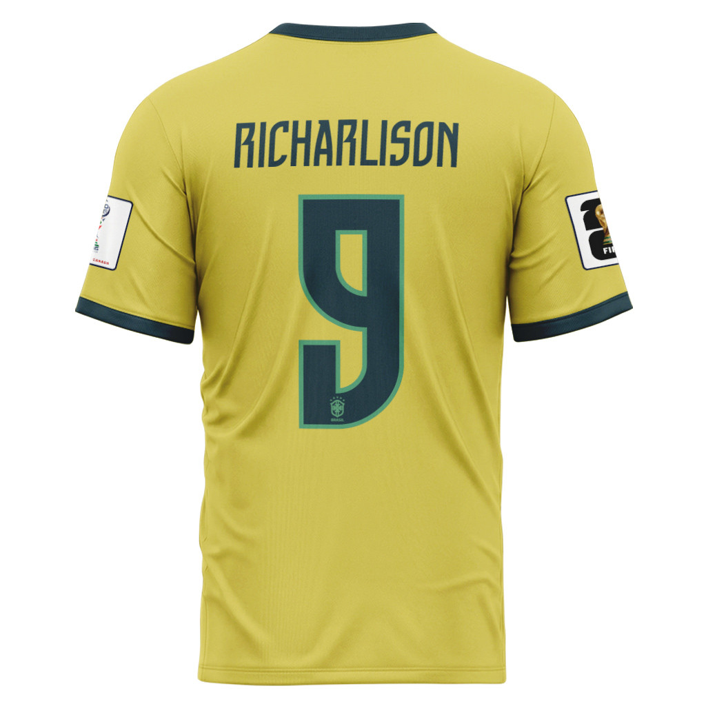 Richarlison 9 2026 World Cup Brazil Home AOP T-Shirt Richarlison 9 2026 World Cup Brazil Home AOP T-Shirt