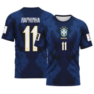 Raphinha 11  AOP T-Shirt 2026 World Cup Brazil Away