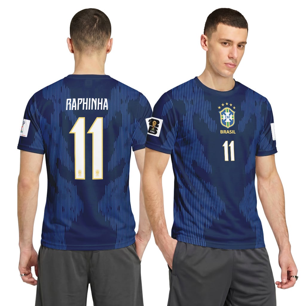 Raphinha 11 AOP T-Shirt 2026 World Cup Brazil Away Raphinha 11 AOP T-Shirt 2026 World Cup Brazil Away