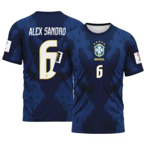 Alex Sandro 6  AOP T-Shirt 2026 World Cup Brazil Away