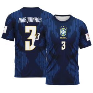 Marquinhos 3  AOP T-Shirt 2026 World Cup Brazil Away