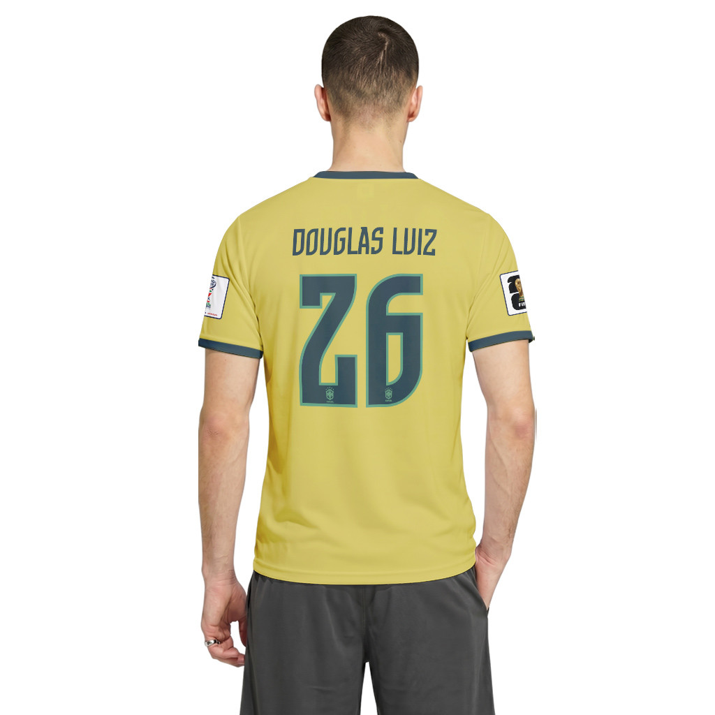 Douglas Luiz 26 2026 World Cup Brazil Home AOP T-Shirt Douglas Luiz 26 2026 World Cup Brazil Home AOP T-Shirt