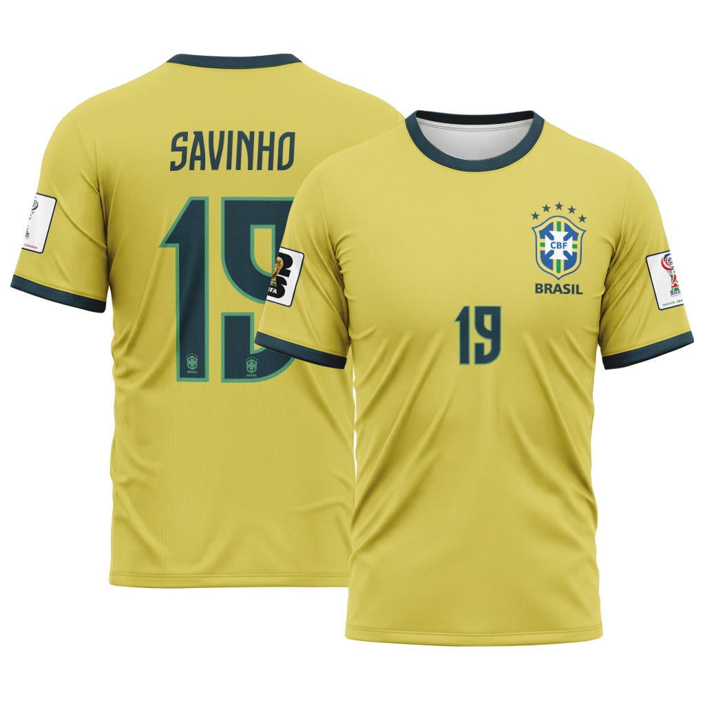 Savinho 19 2026 World Cup Brazil Home AOP T-Shirt Savinho 19 2026 World Cup Brazil Home AOP T-Shirt