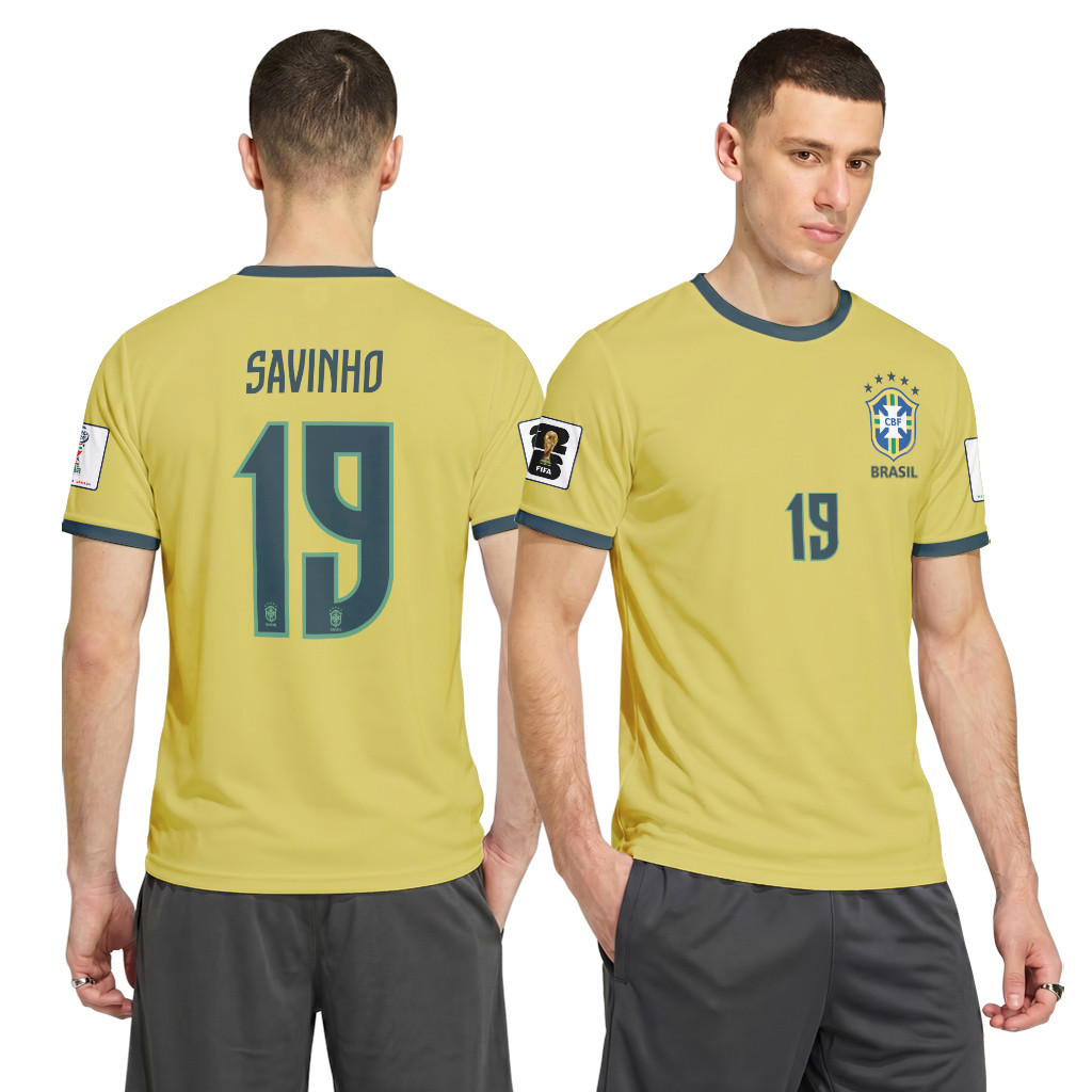 Savinho 19 2026 World Cup Brazil Home AOP T-Shirt Savinho 19 2026 World Cup Brazil Home AOP T-Shirt