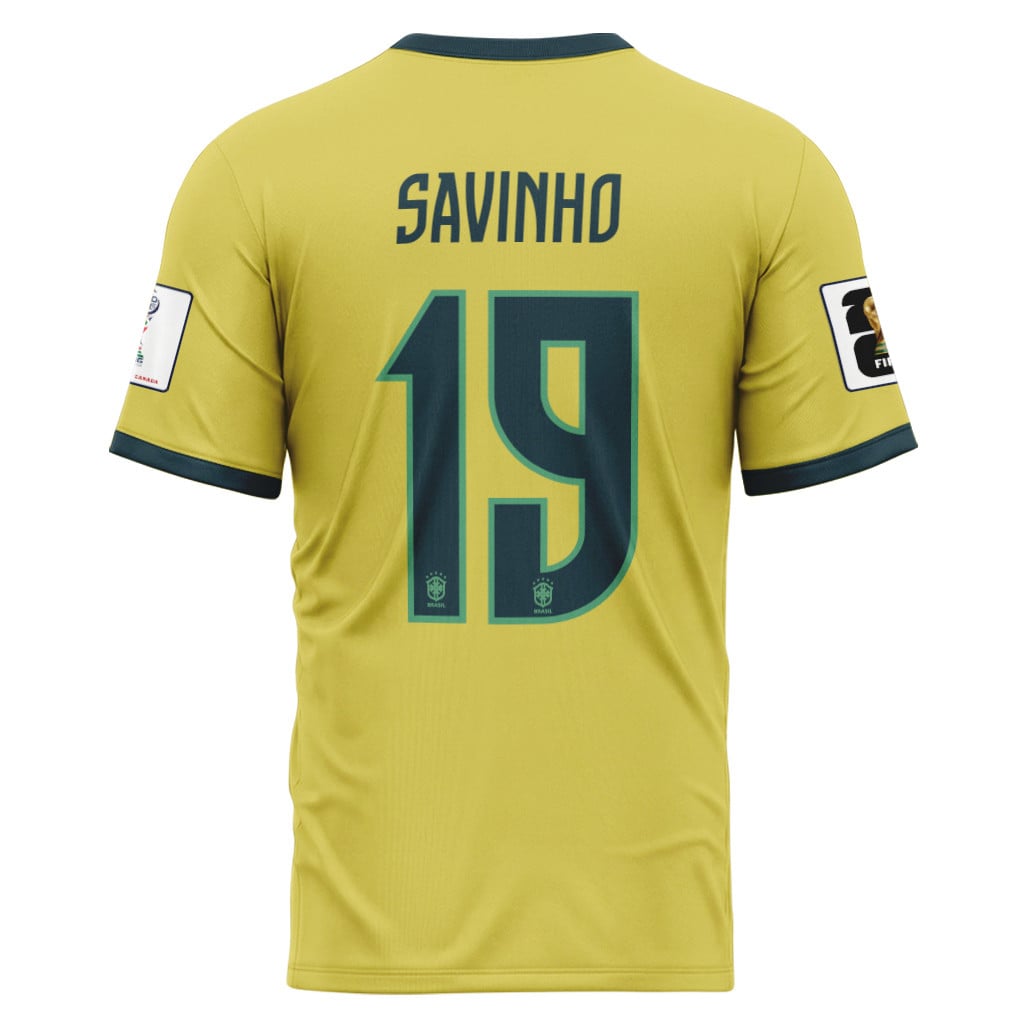 Savinho 19 2026 World Cup Brazil Home AOP T-Shirt Savinho 19 2026 World Cup Brazil Home AOP T-Shirt
