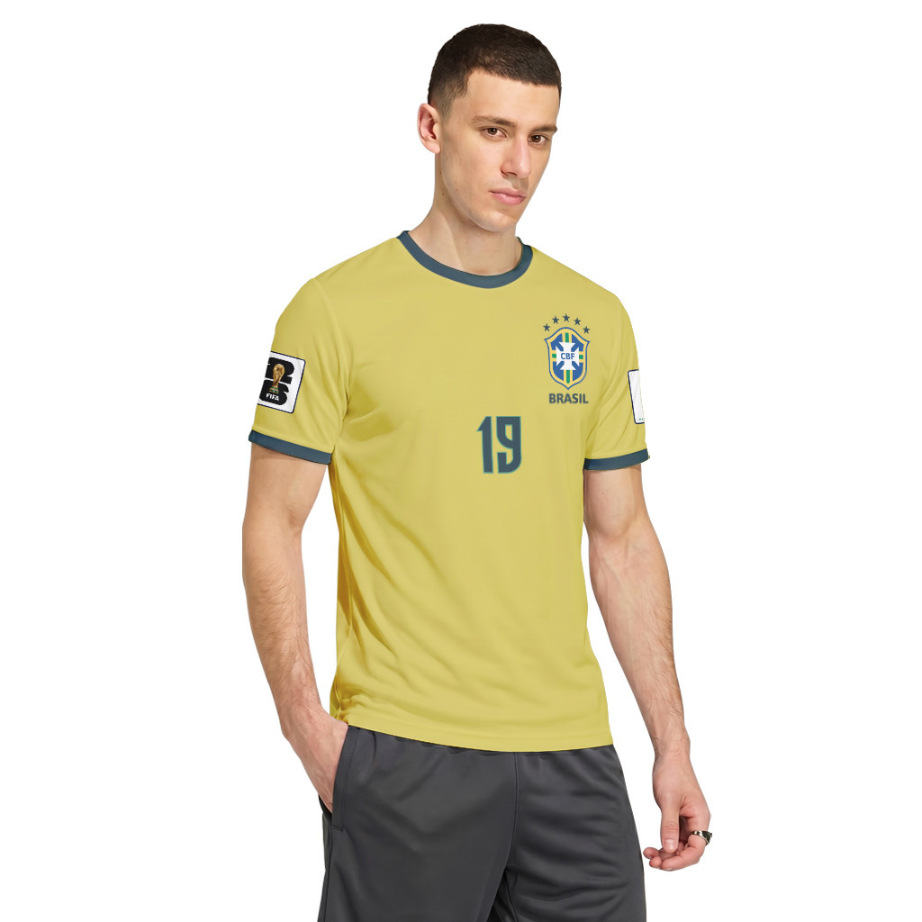 Savinho 19 2026 World Cup Brazil Home AOP T-Shirt Savinho 19 2026 World Cup Brazil Home AOP T-Shirt