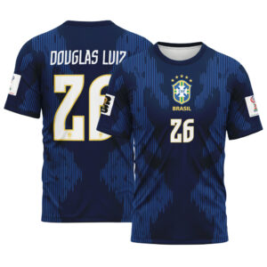 Douglas Luiz 26  AOP T-Shirt 2026 World Cup Brazil Away