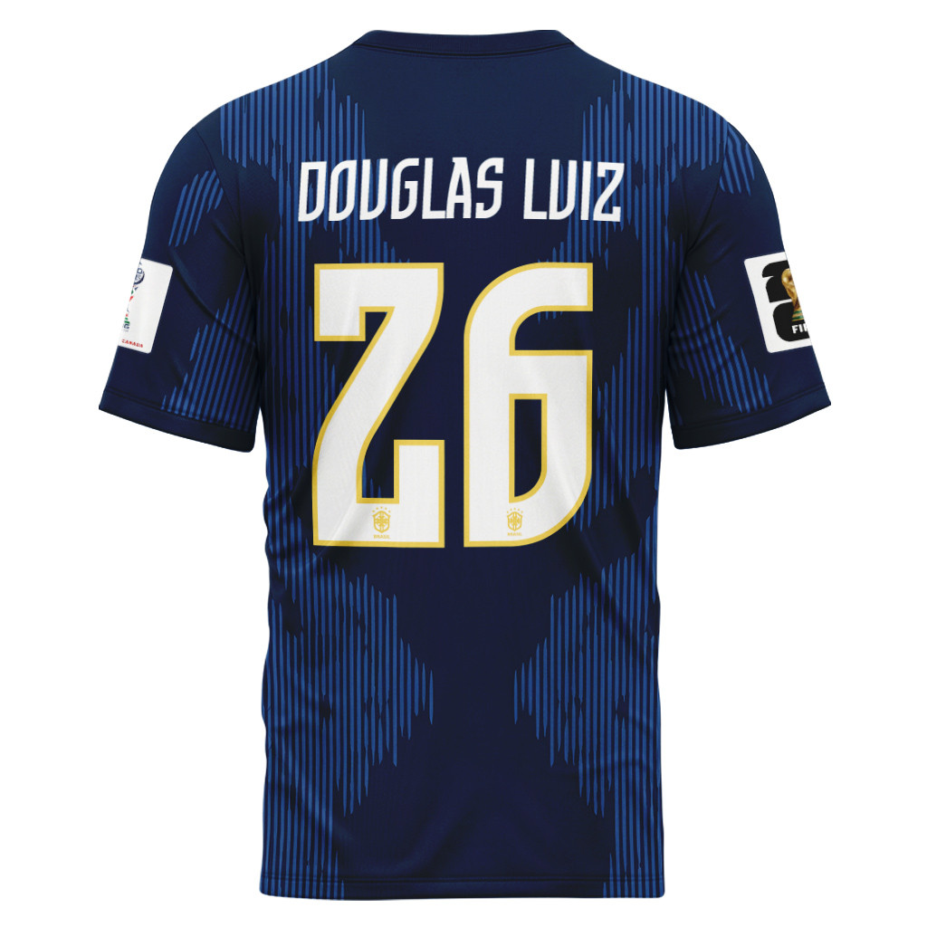 Douglas Luiz 26 AOP T-Shirt 2026 World Cup Brazil Away Douglas Luiz 26 AOP T-Shirt 2026 World Cup Brazil Away