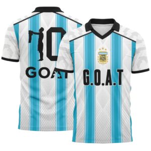 Messi 10 GOAT Edition 3D V-Neck Polo Shirt Argentina World Cup 2026