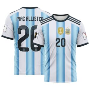 Mac Allister 20  AOP T-Shirt 2026 World Cup Argentina Home