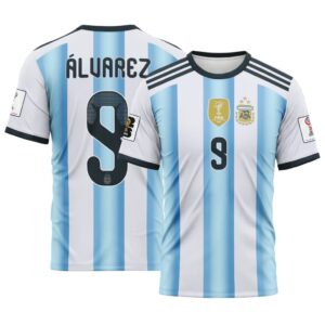 Alvarez 9  AOP T-Shirt 2026 World Cup Argentina Home