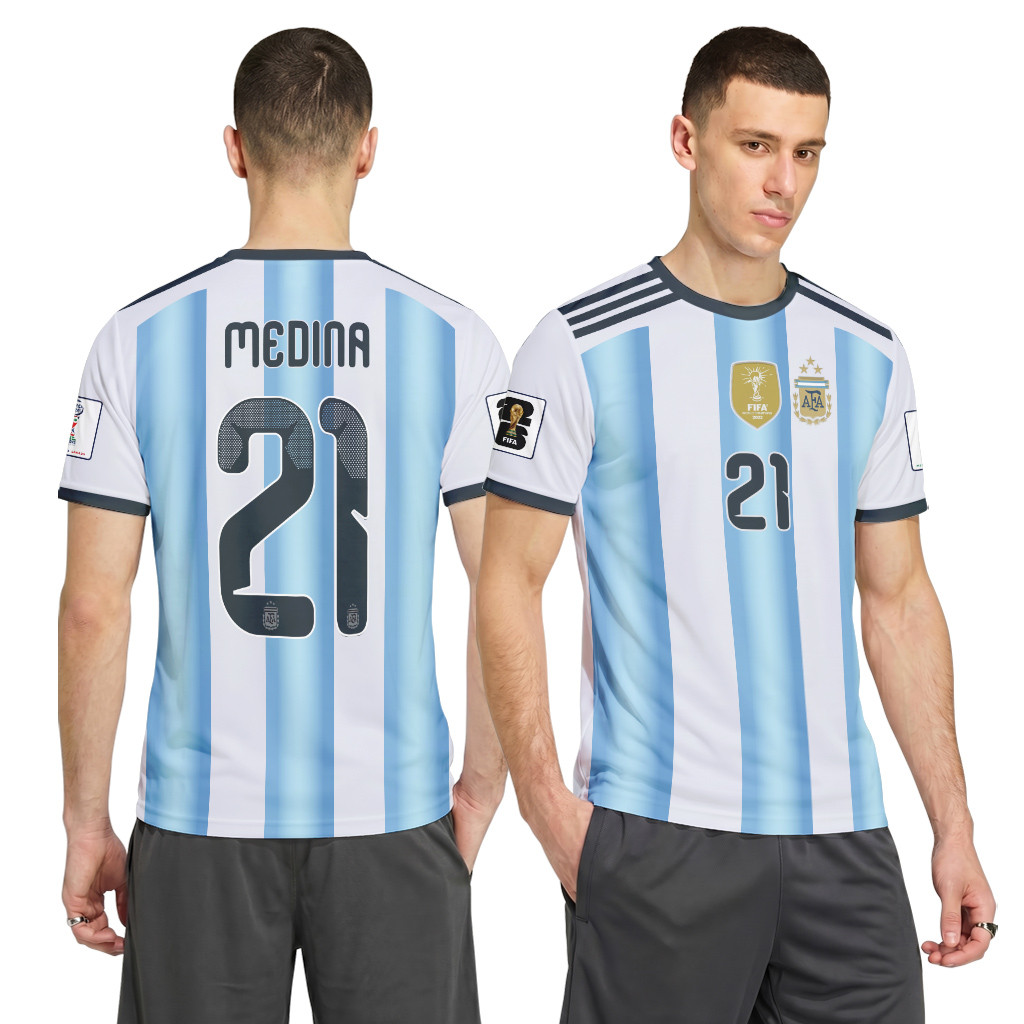 Medina 21 AOP T-Shirt 2026 World Cup Argentina Home Medina 21 AOP T-Shirt 2026 World Cup Argentina Home