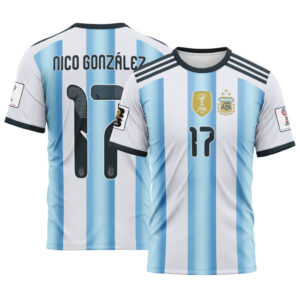 Nico Gonz?lez 17  AOP T-Shirt 2026 World Cup Argentina Home