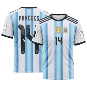 Paredes 14  AOP T-Shirt 2026 World Cup Argentina Home