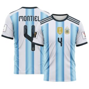 Montiel 4  AOP T-Shirt 2026 World Cup Argentina Home