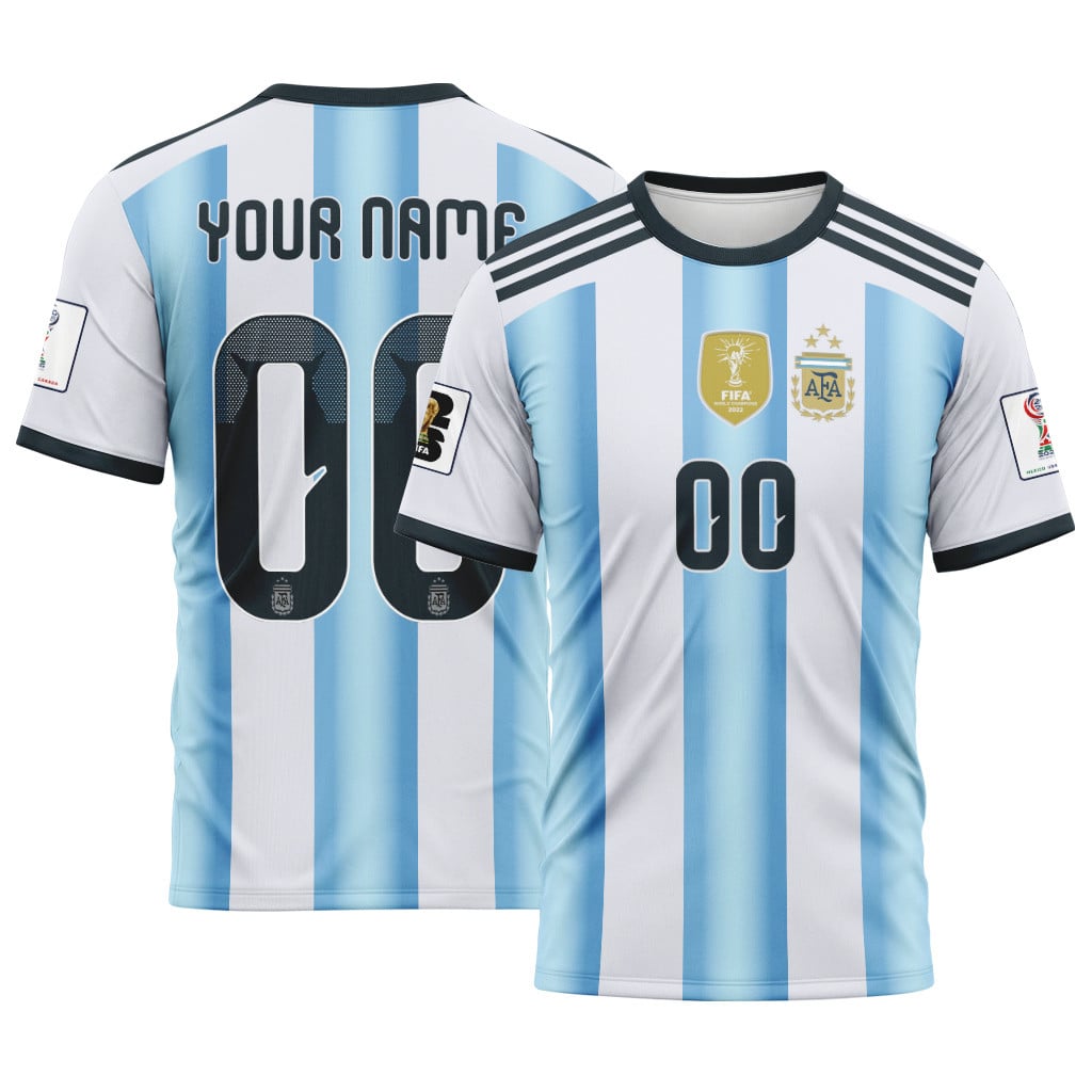 Argentina 2026 World Cup Home Personalized AOP T-Shirt Argentina 2026 World Cup Home Personalized AOP T-Shirt