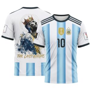 Lionel Messi 10 Argentina King Crown Graphic AOP T-Shirt