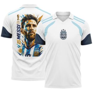 Messi GOAT Edition 3D V-Neck Polo Shirt Argentina World Cup 2026