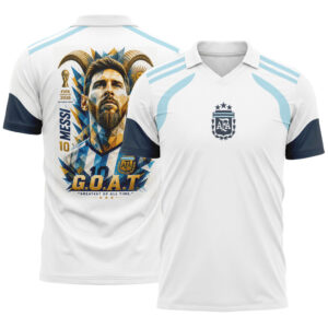 Messi AOP 3D V-neck Polo Shirt Argentina World Cup 2026