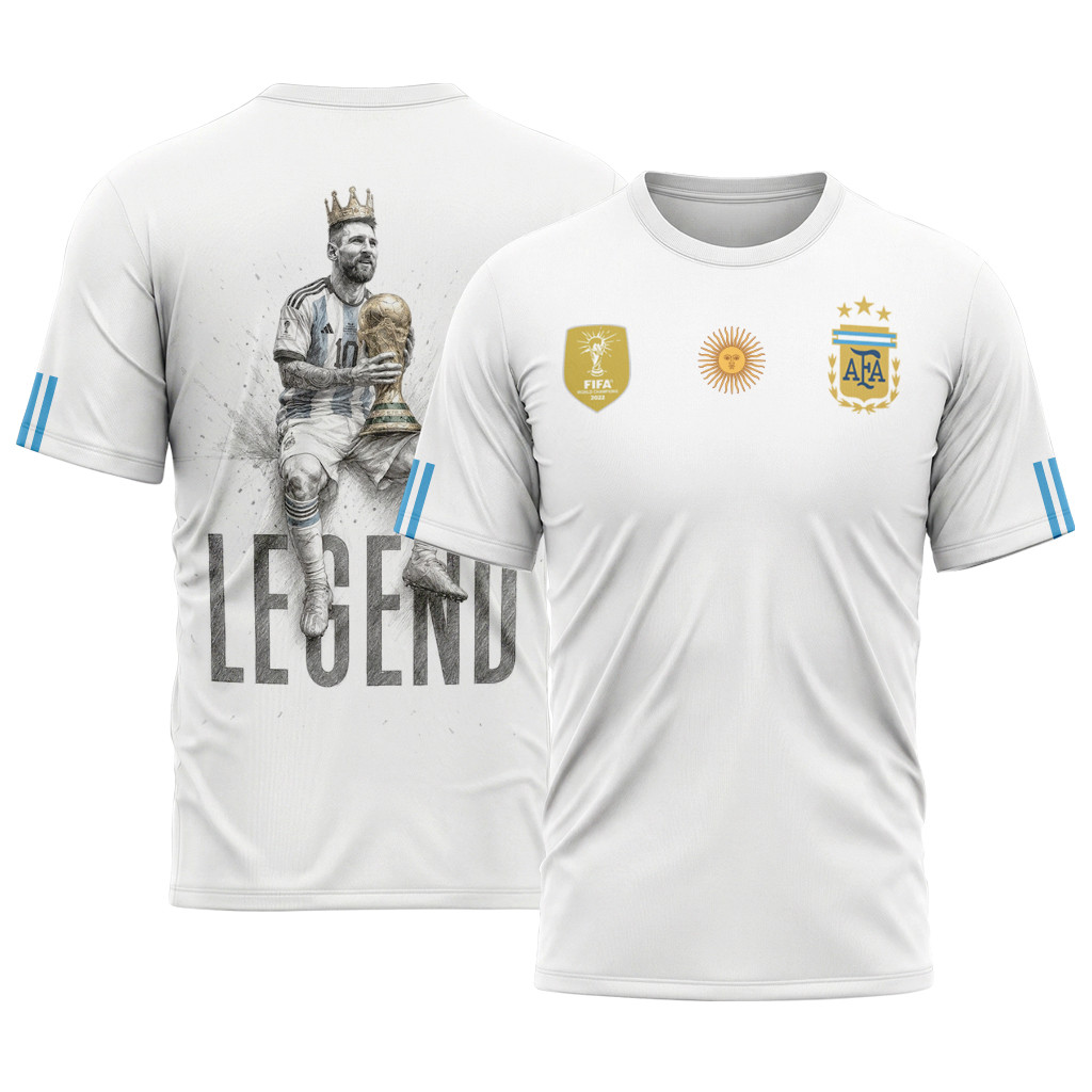 Lionel Messi 10 AOP T-Shirt Argentina White Artwork Lionel Messi 10 AOP T-Shirt Argentina White Artwork