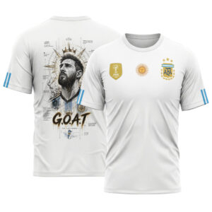 Lionel Messi AOP T-Shirt Argentina GOAT Legacy White