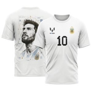 Lionel Messi AOP T-Shirt Argentina White World Champion