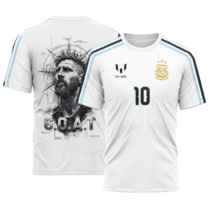 Lionel Messi AOP T-Shirt Argentina White GOAT Tribute