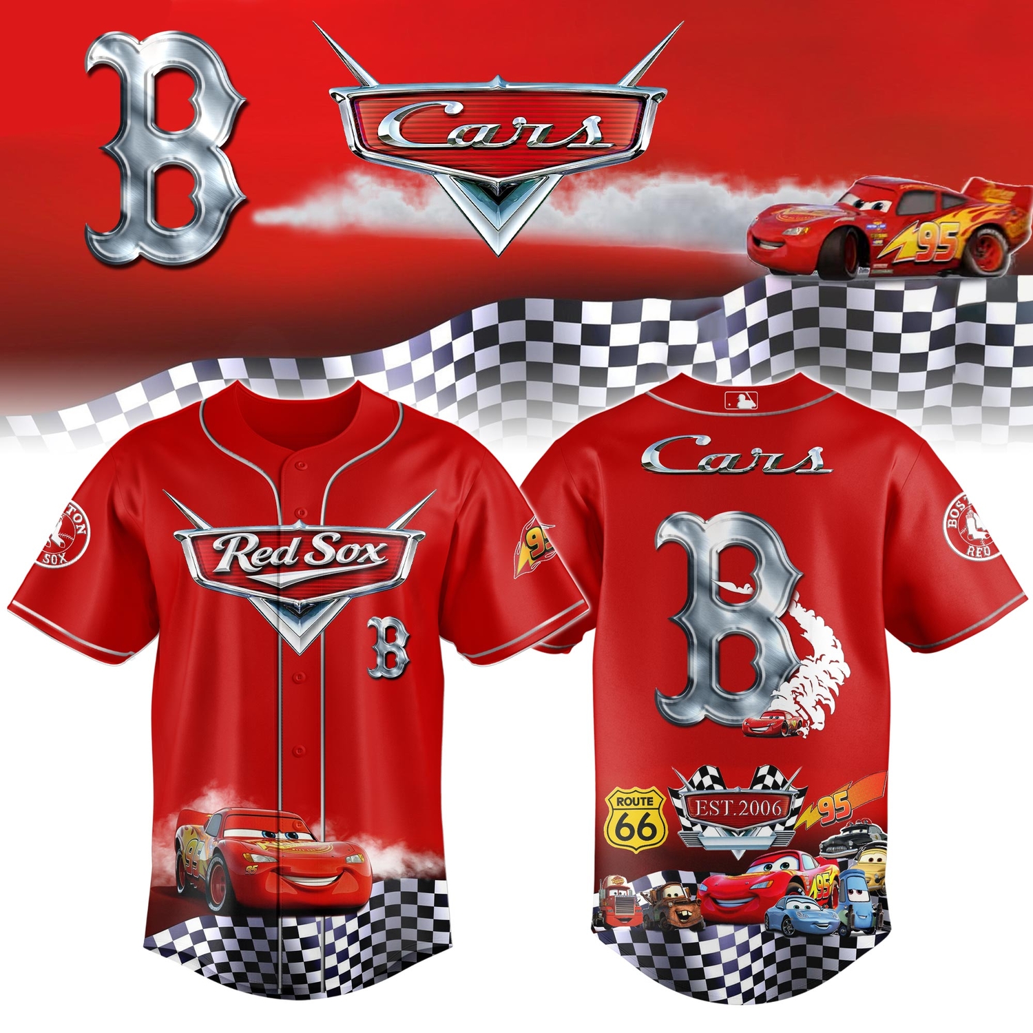Boston Red Sox Cars 20th Anniversary Inspired Limited Edition Baseball Jersey Boston Red Sox Cars 20th Anniversary Inspired Limited Edition Baseball Jersey