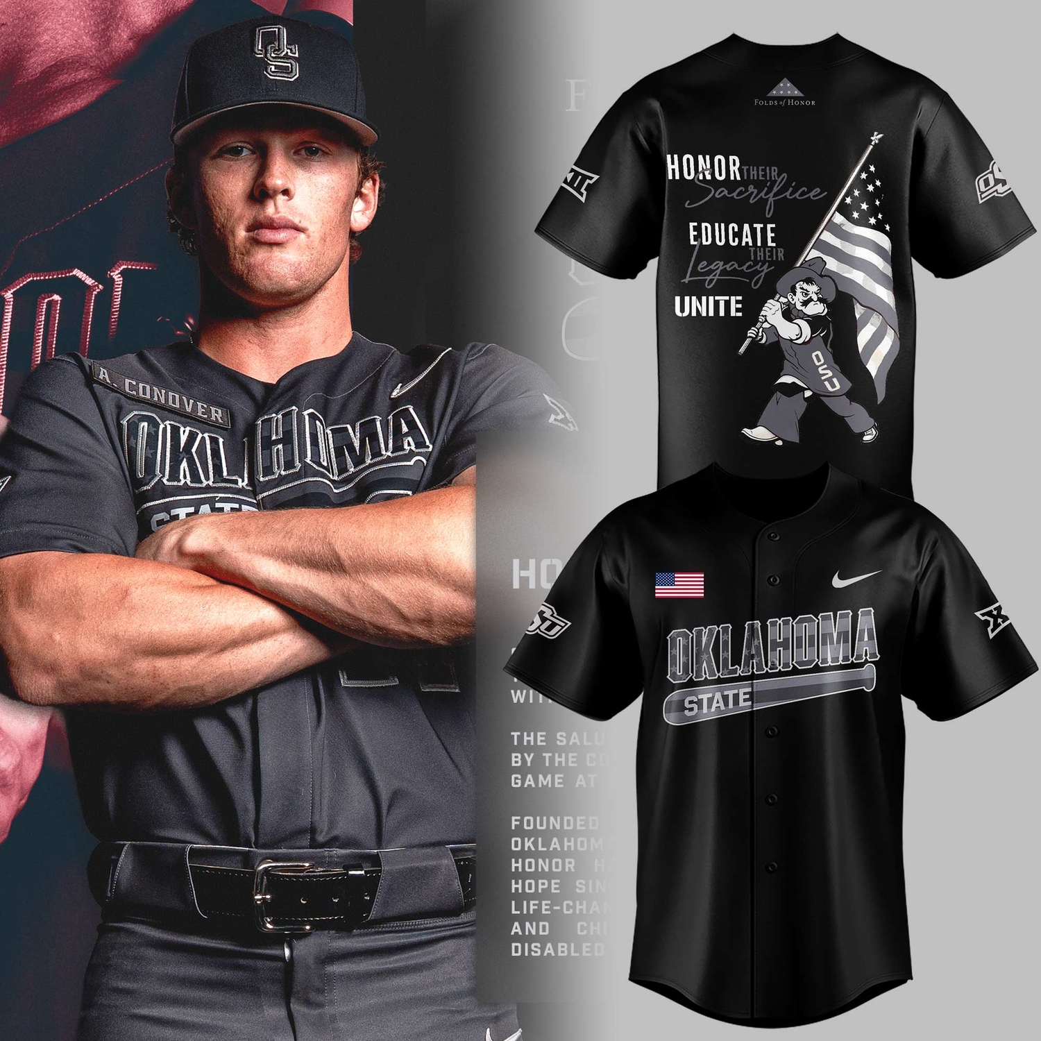 Oklahoma State Cowboys Salute To Service 2026 Limited Edition Baseball Jersey Black Version 2 Oklahoma State Cowboys Salute To Service 2026 Limited Edition Baseball Jersey Black Version 2