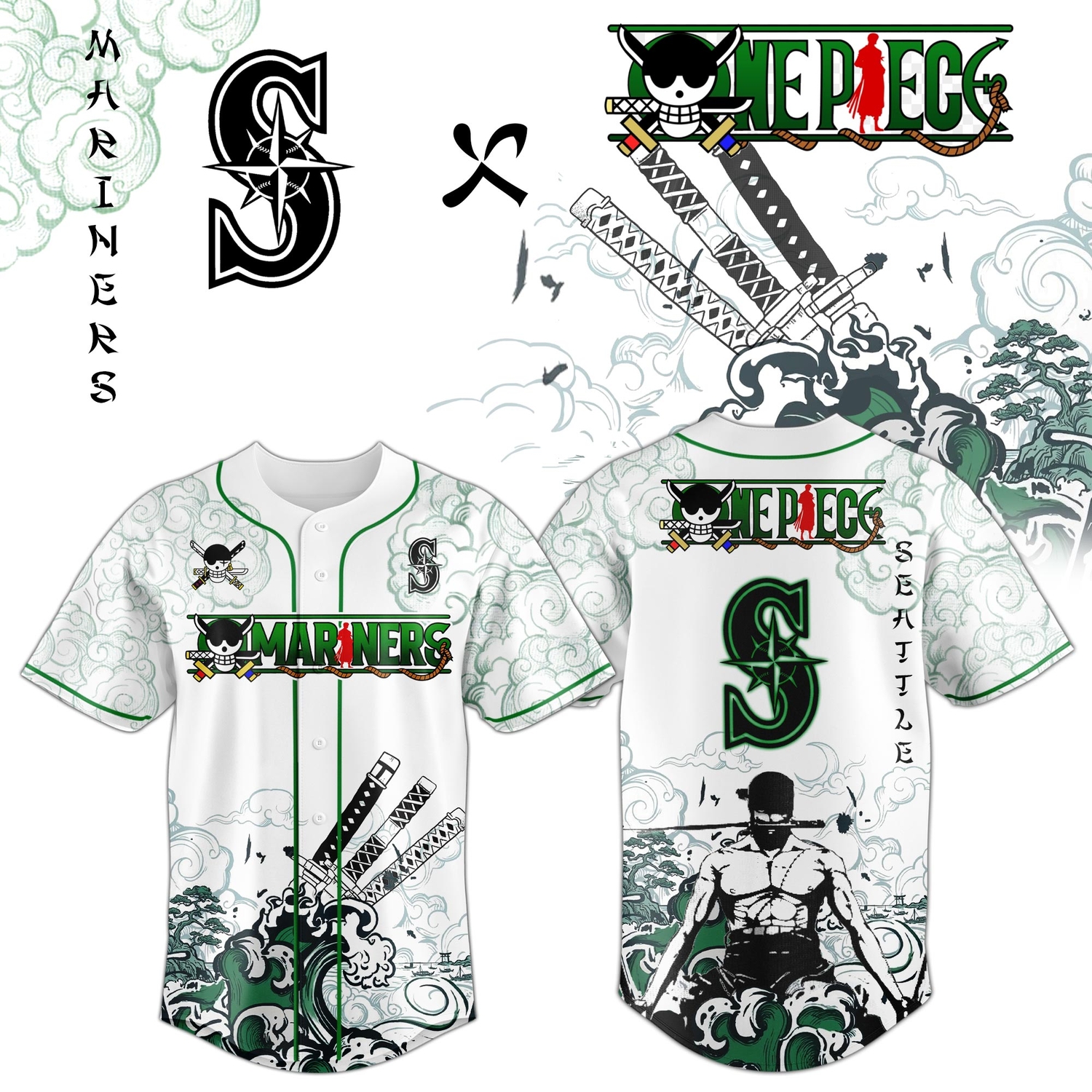 Seattle Mariners x Zoro Ronin Emerald Wave Limited Edition Jersey Seattle Mariners x Zoro Ronin Emerald Wave Limited Edition Jersey