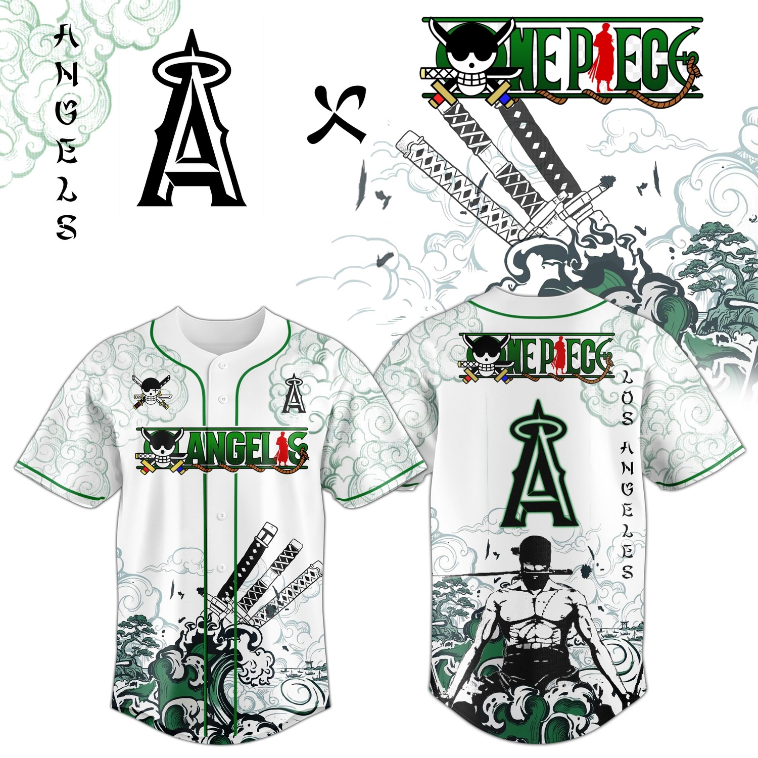 Los Angeles Angels x Zoro Ronin Emerald Wave Limited Edition Jersey Los Angeles Angels x Zoro Ronin Emerald Wave Limited Edition Jersey