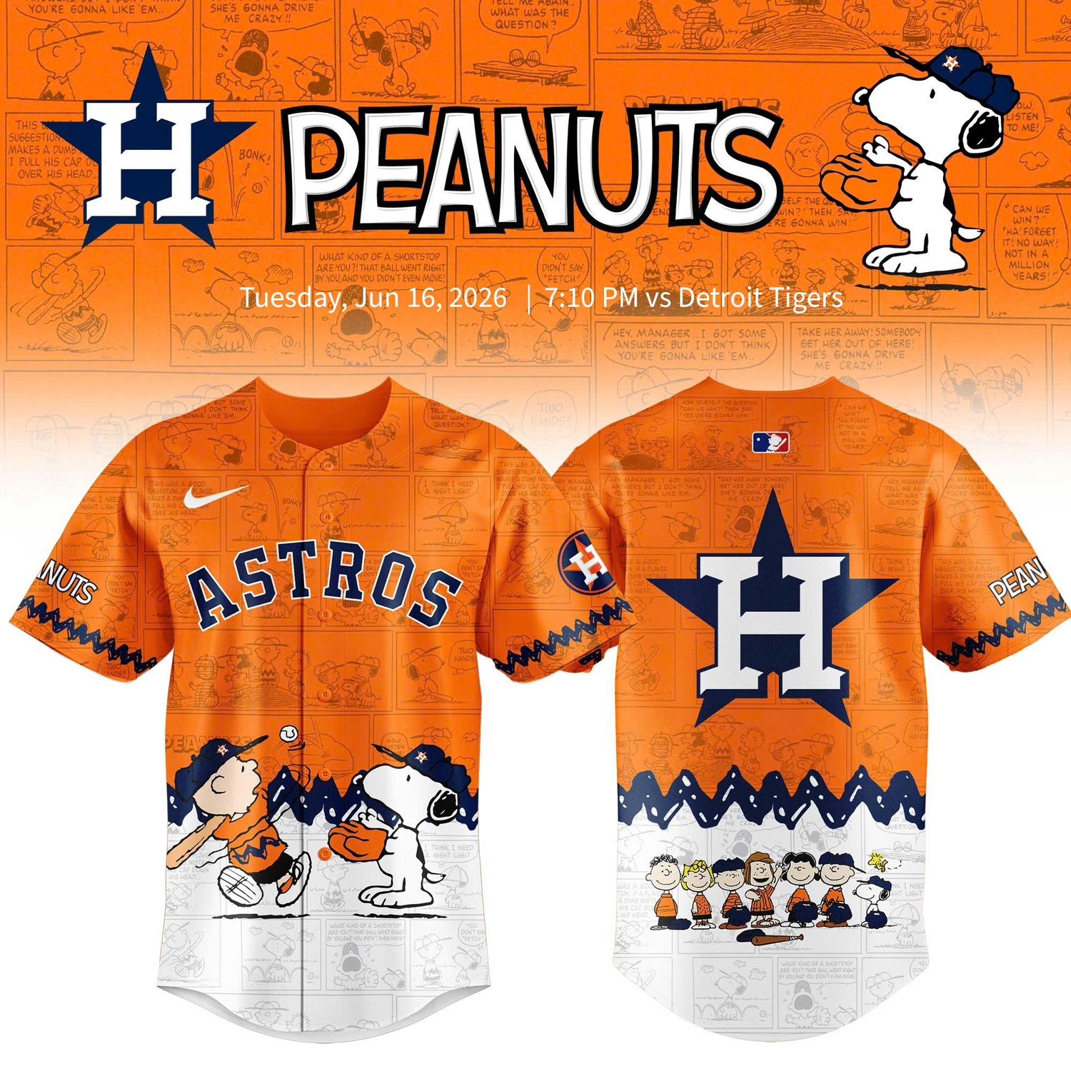 Houston Astros Peanuts Night 2026 Special Edition Jersey Houston Astros Peanuts Night 2026 Special Edition Jersey