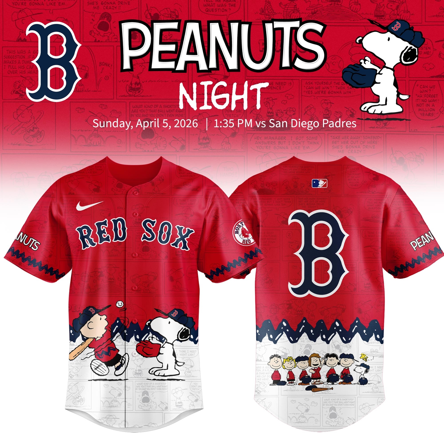 Boston Red Sox Peanuts Night 2026 Special Edition Jersey Boston Red Sox Peanuts Night 2026 Special Edition Jersey
