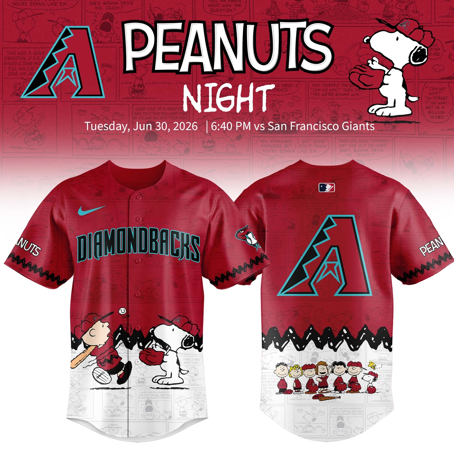 Arizona Diamondbacks Peanuts Night 2026 Special Edition Jersey Arizona Diamondbacks Peanuts Night 2026 Special Edition Jersey