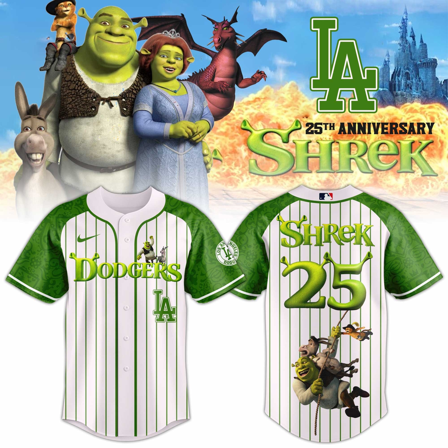 Los Angeles Dodgers Shrek 25th Anniversary Limited Jersey Los Angeles Dodgers Shrek 25th Anniversary Limited Jersey