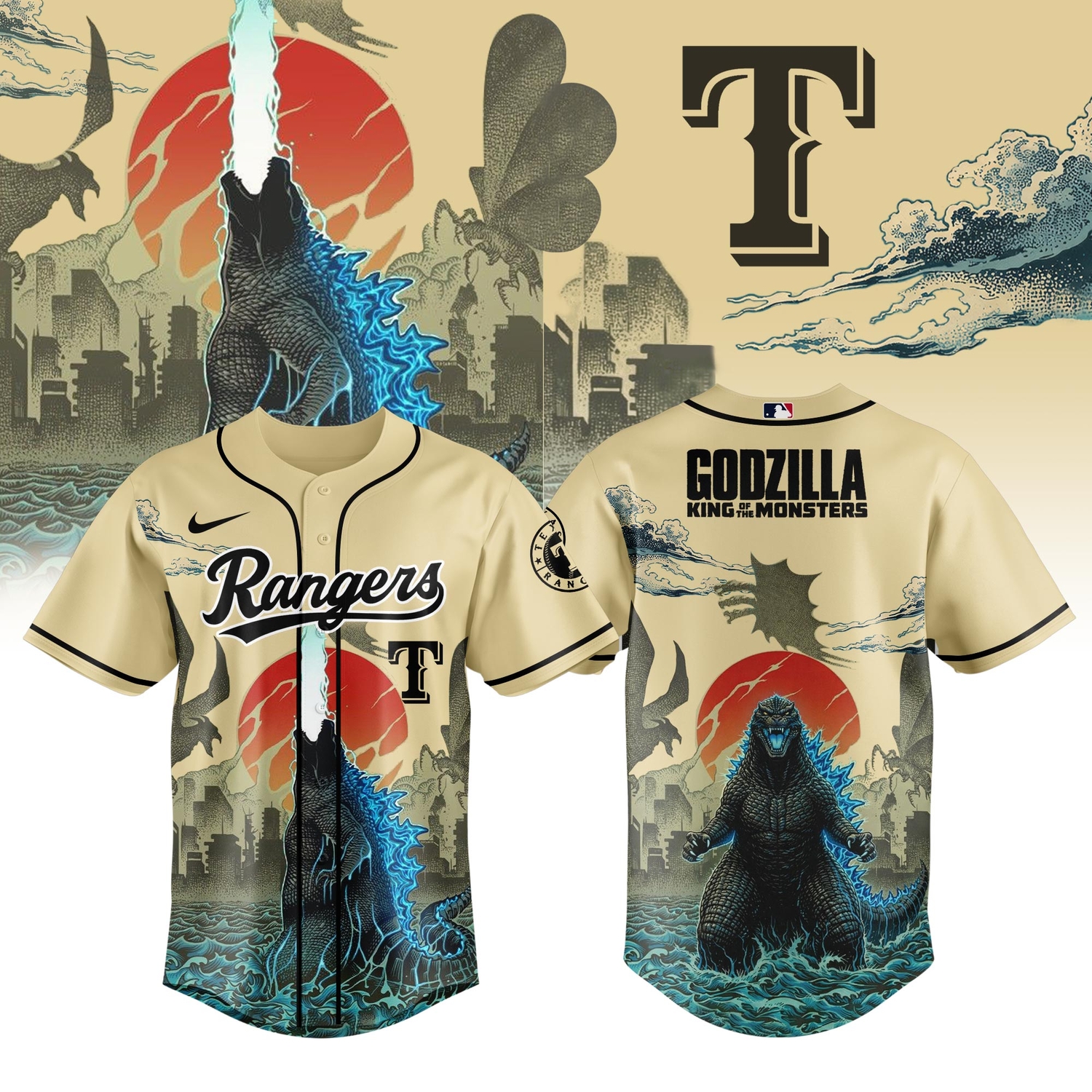 Texas Rangers Godzilla King Of The Monsters Special Edition Baseball Jersey Texas Rangers Godzilla King Of The Monsters Special Edition Baseball Jersey
