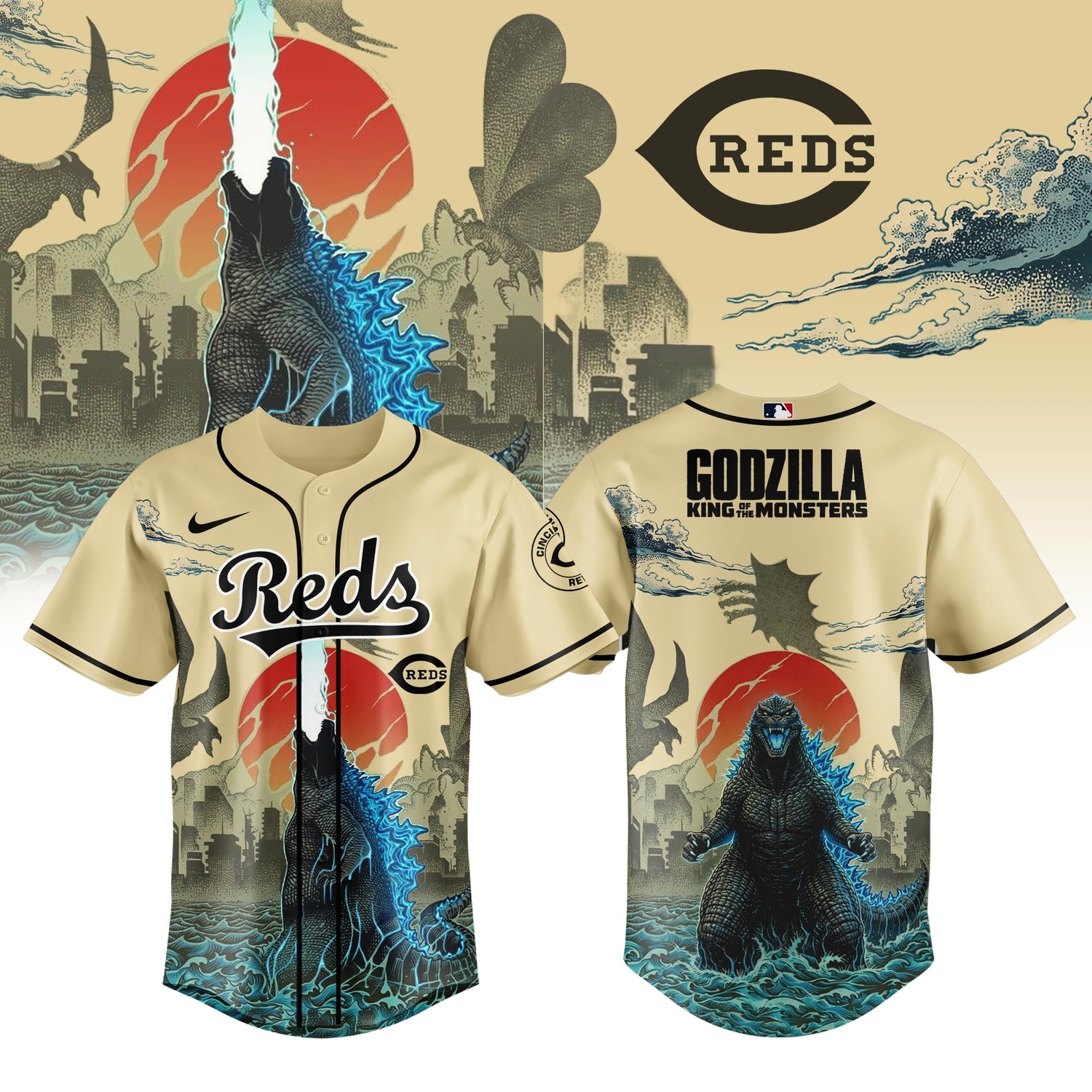 Cincinnati Reds Godzilla King Of The Monsters Special Edition Baseball Jersey Cincinnati Reds Godzilla King Of The Monsters Special Edition Baseball Jersey