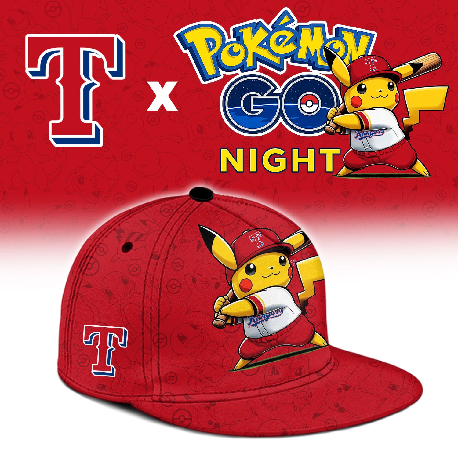 Texas Rangers Pokémon GO Night Limited Edition Baseball Jersey Texas Rangers Pokémon GO Night Limited Edition Baseball Jersey