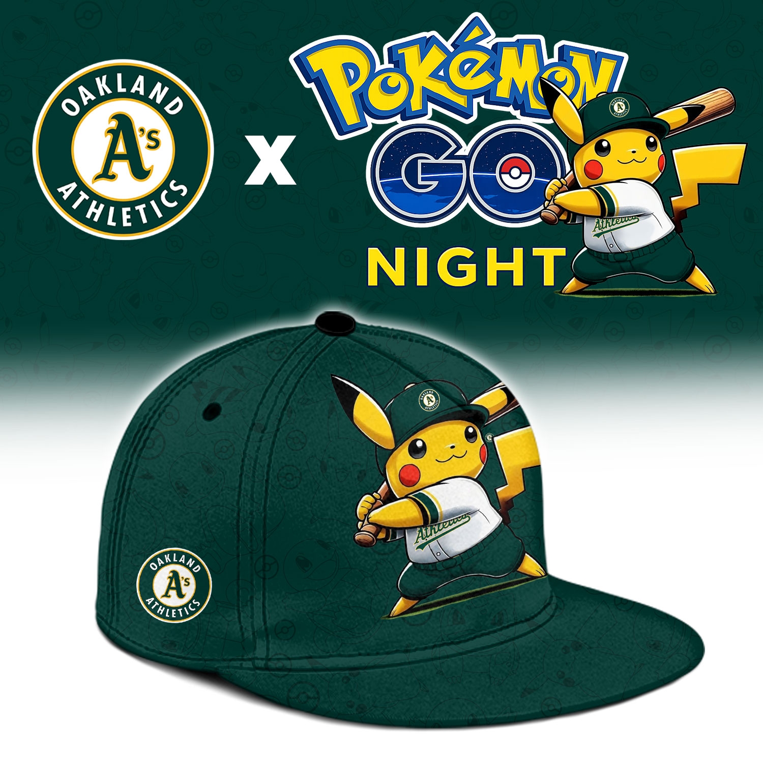 Oakland Athletics Pokémon GO Night Limited Edition Baseball Jersey Oakland Athletics Pokémon GO Night Limited Edition Baseball Jersey