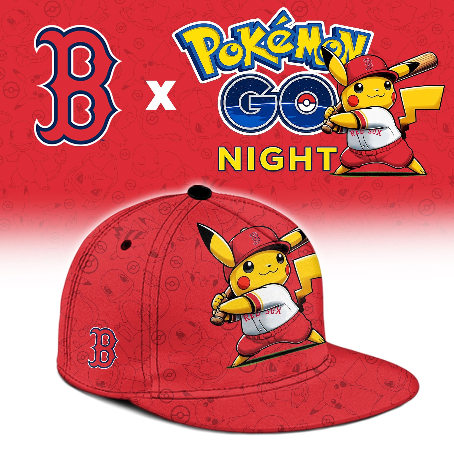 Boston Red Sox Pokémon GO Night Limited Edition Baseball Jersey Boston Red Sox Pokémon GO Night Limited Edition Baseball Jersey