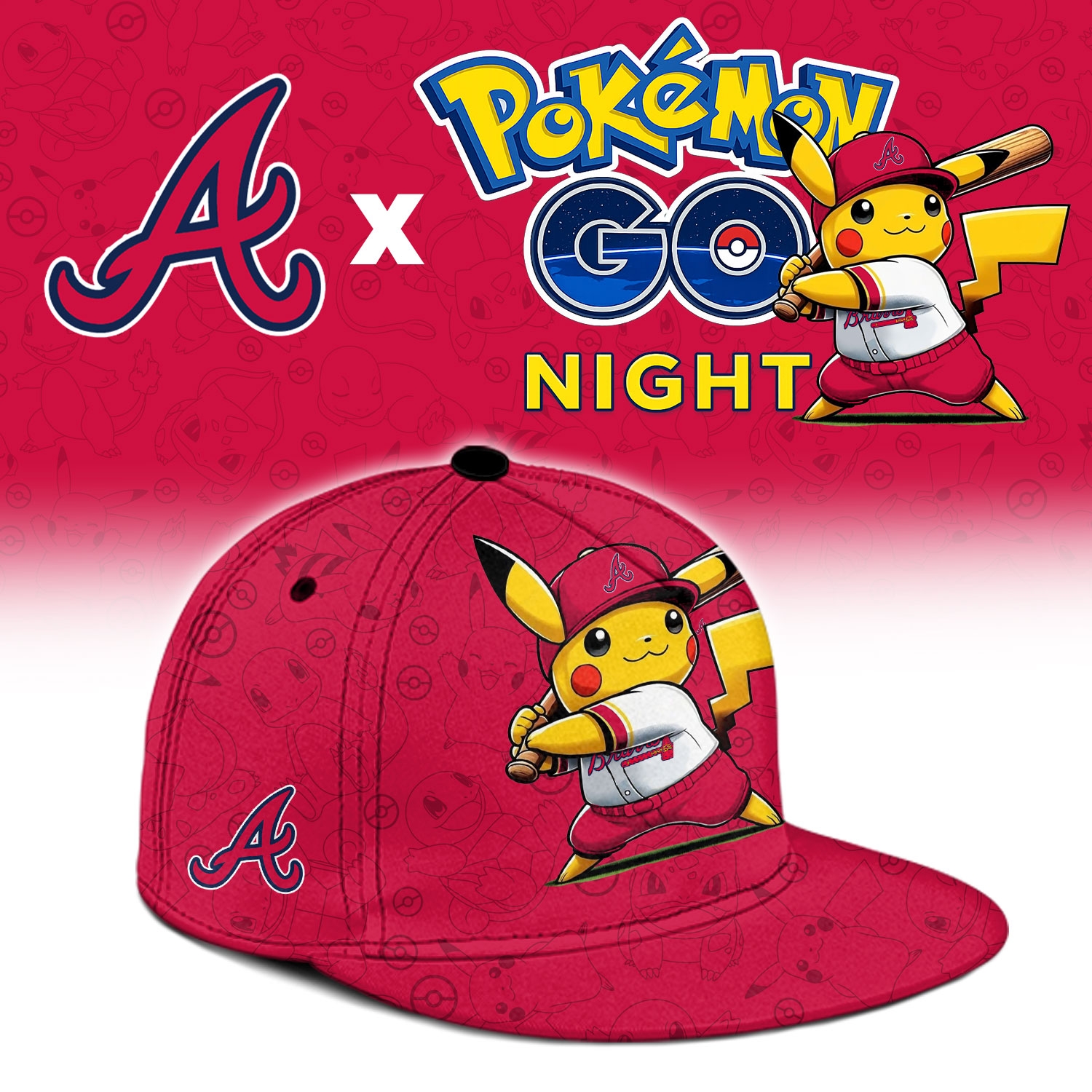 Atlanta Braves Pokémon GO Night Limited Edition Baseball Jersey Atlanta Braves Pokémon GO Night Limited Edition Baseball Jersey