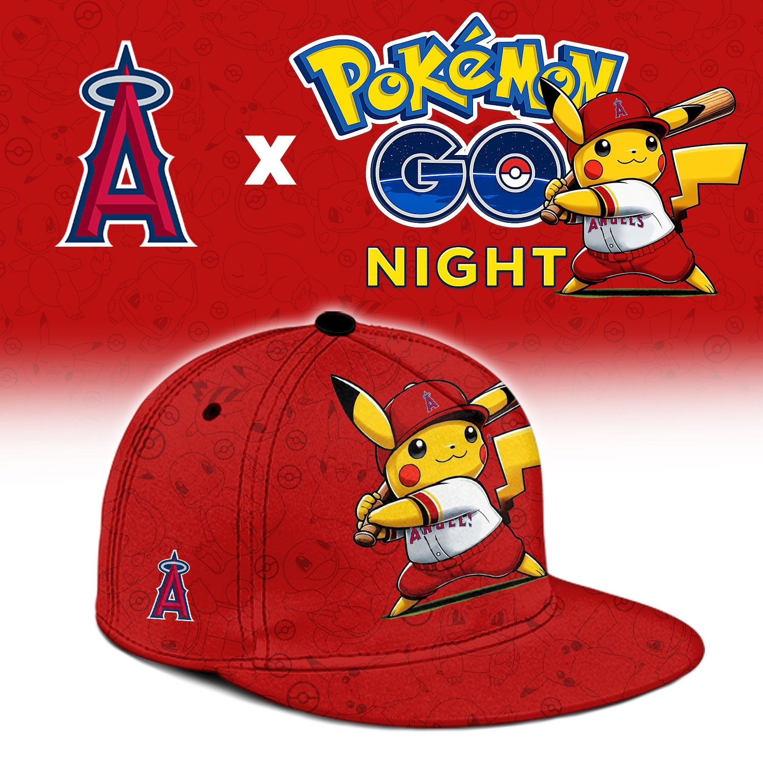 Los Angeles Angels Pokémon GO Night Limited Edition Baseball Jersey Los Angeles Angels Pokémon GO Night Limited Edition Baseball Jersey