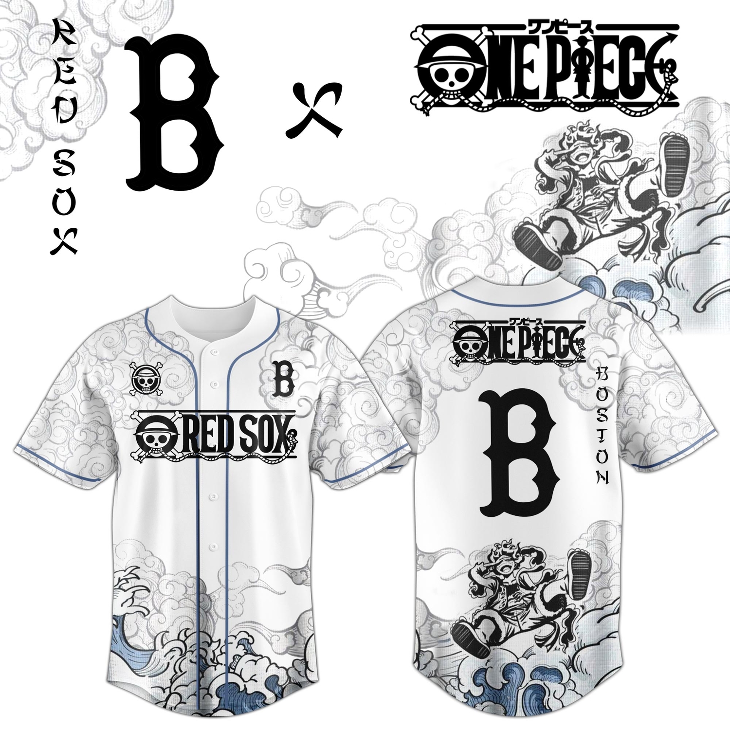Boston Red Sox x Luffy Gear 5 Special Anime Jersey Boston Red Sox x Luffy Gear 5 Special Anime Jersey