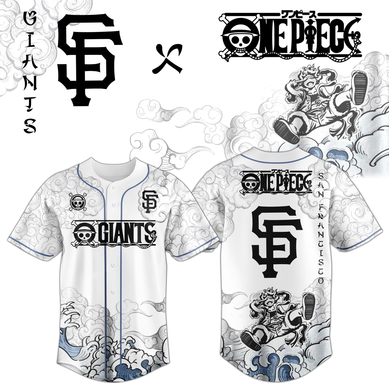 San Francisco Giants x Luffy Gear 5 Anime Baseball Jersey San Francisco Giants x Luffy Gear 5 Anime Baseball Jersey
