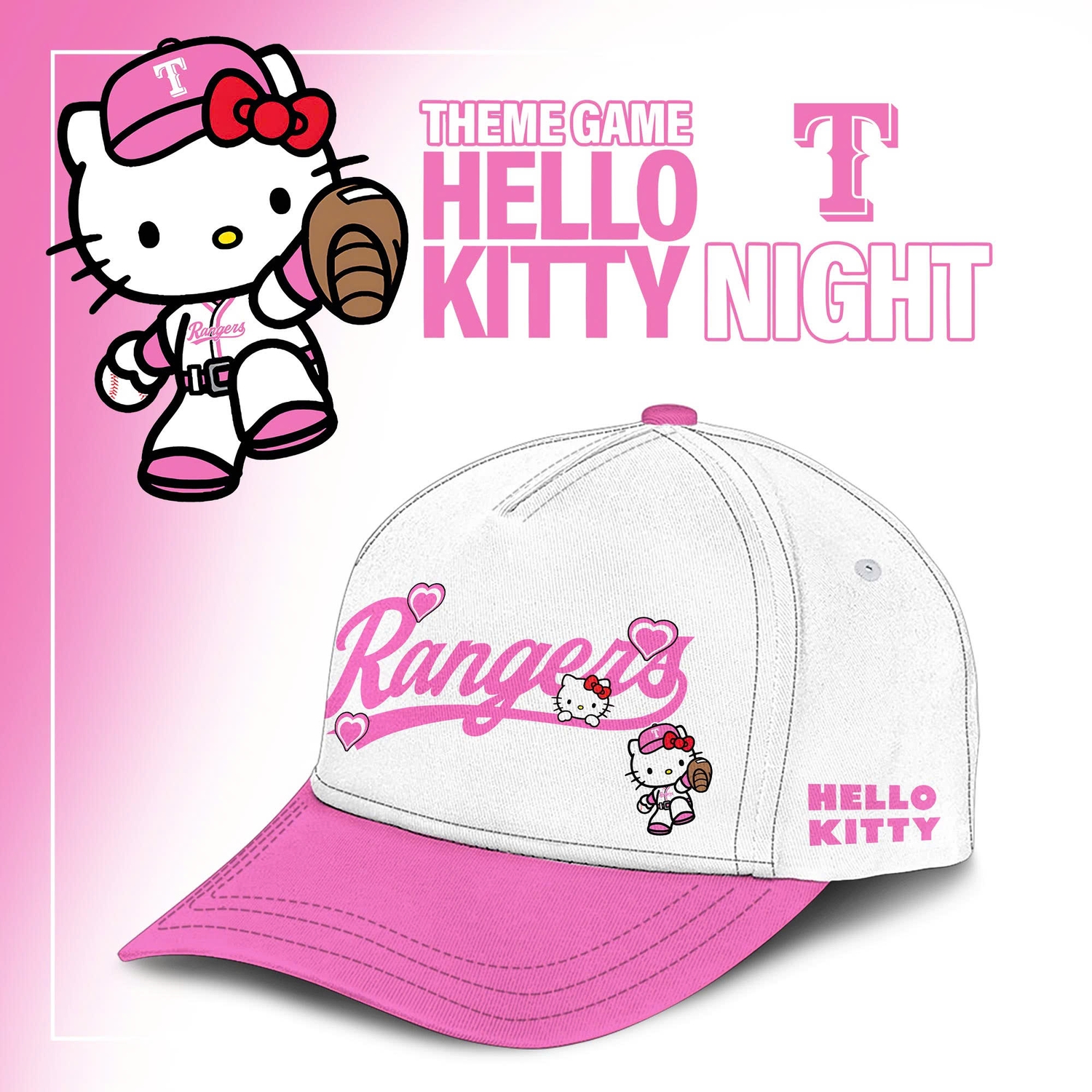 Texas Rangers x Hello Kitty Night 2026 Collector Baseball Jersey Texas Rangers x Hello Kitty Night 2026 Collector Baseball Jersey