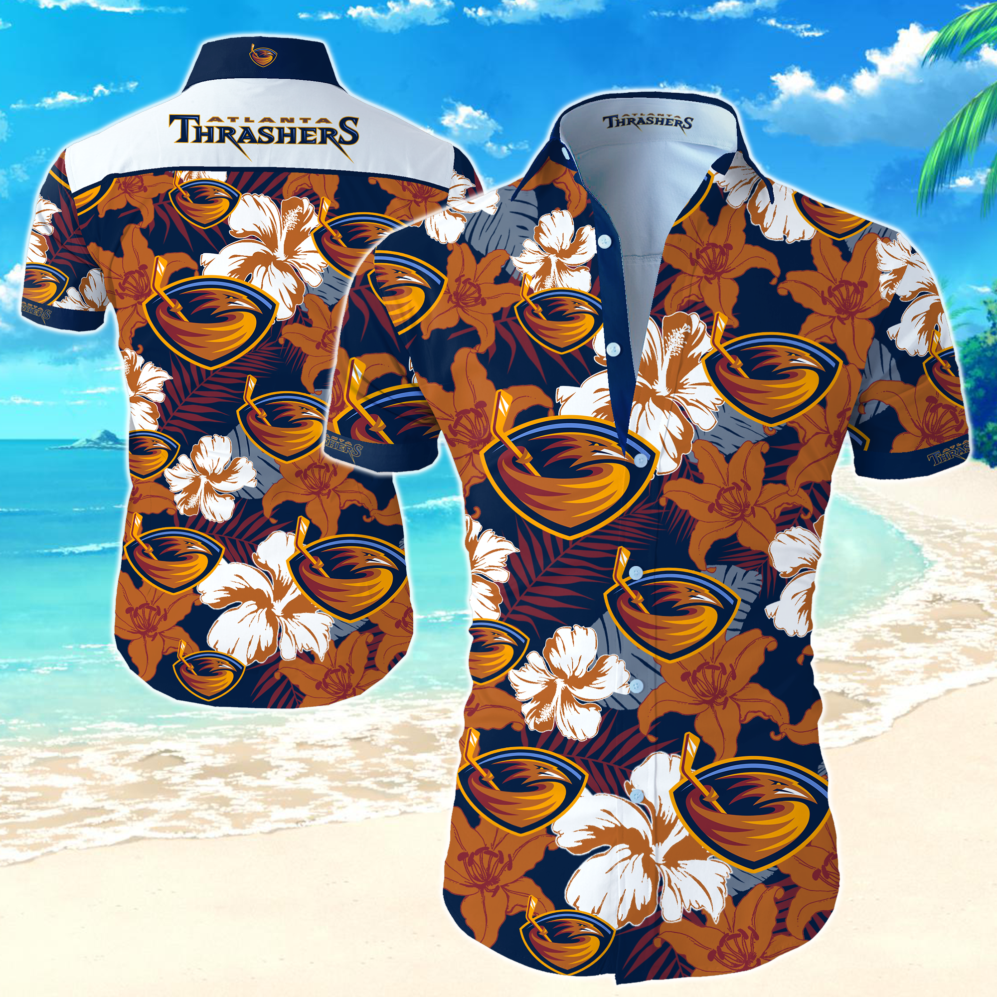 Nhl Atlanta Thrashers Hawaiian Shirt Summer Button Up Nhl Atlanta Thrashers Hawaiian Shirt Summer Button Up