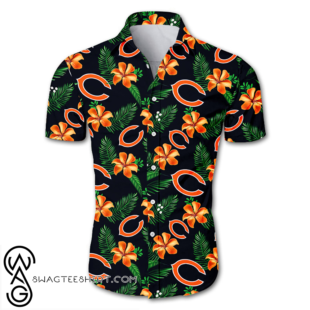 Nfl Chicago Bears Tropical Flower Hawaiian Shirt Nfl Chicago Bears Tropical Flower Hawaiian Shirt