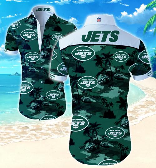 New York Jets Coconut Tree Hawaiian Shirt Summer Button Up New York Jets Coconut Tree Hawaiian Shirt Summer Button Up